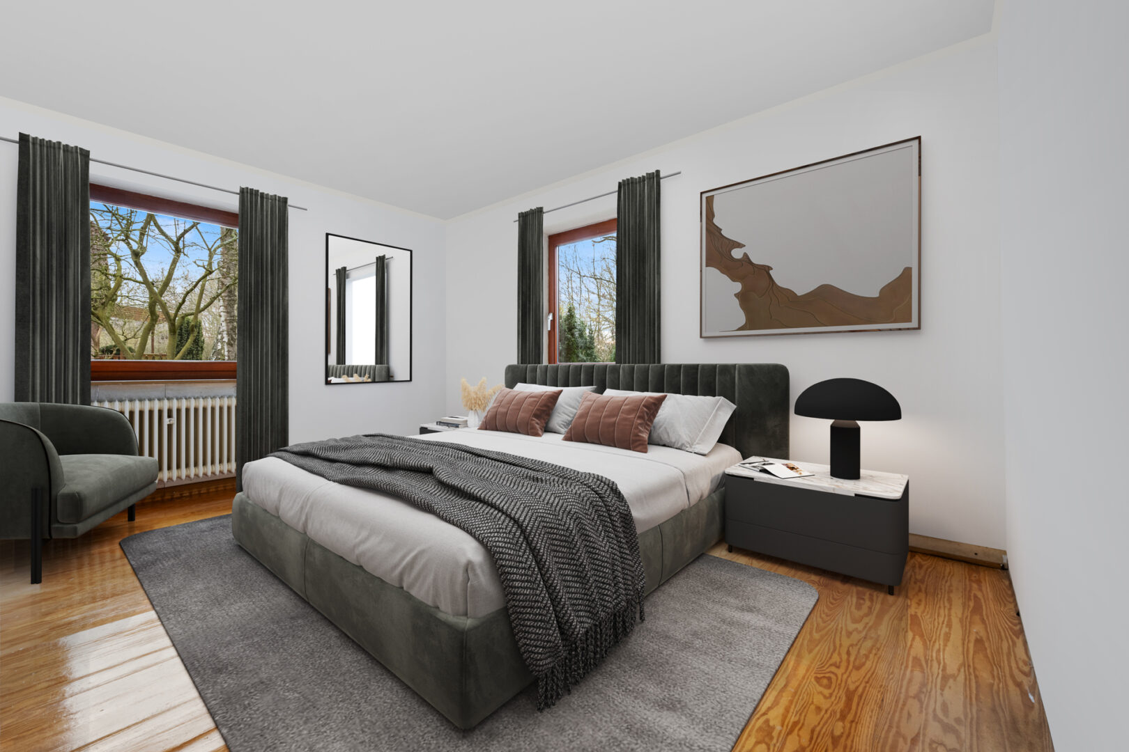 Schlafzimmer mobliert